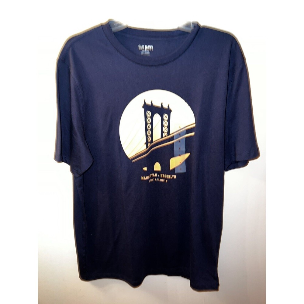 Old Navy Men’s Blue  T Shirt Size Large  Short Sleeve New York Coordinates New